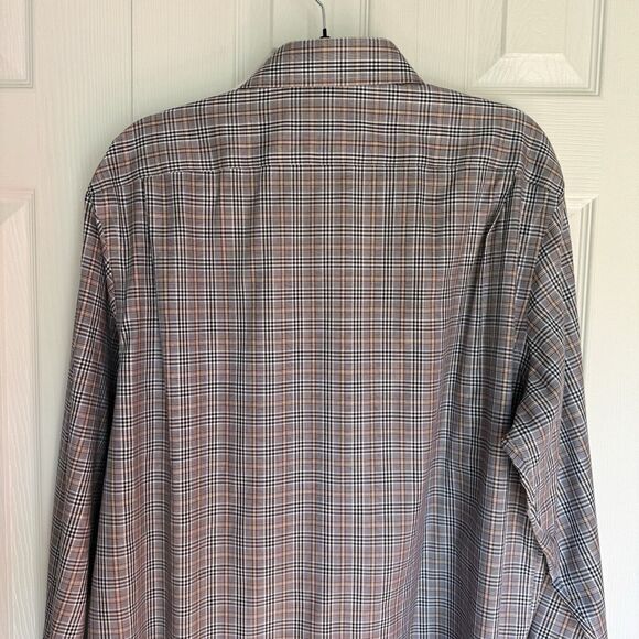 Men's Tailored Fit Plaid Shirt Size 17 XL Grey Multicolor Kirkland Signature - Picture 9 of 16